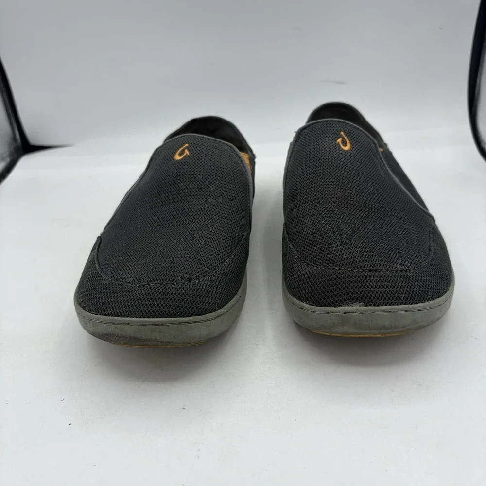 Olukai Boat Shoes Mens Size 9.5 Nohea Mesh Navy Blue Orange Slip On Slide